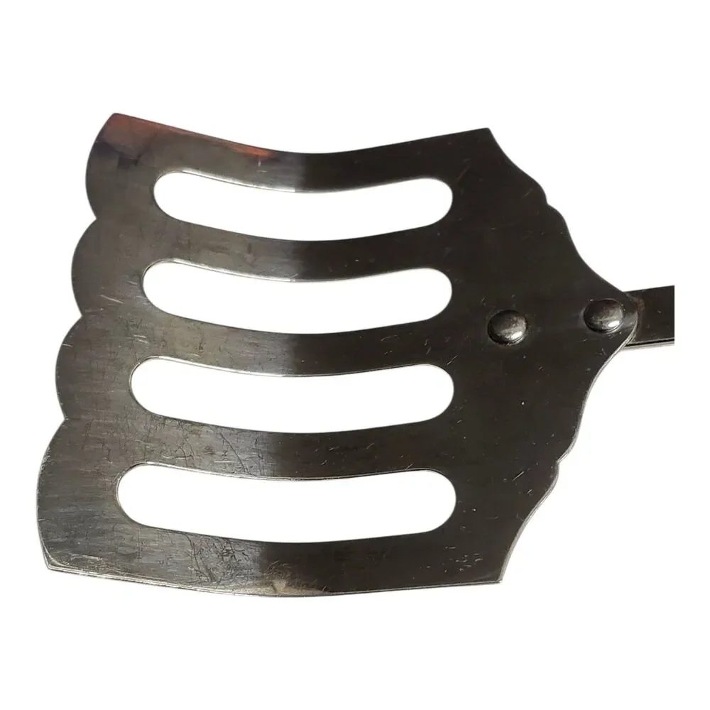 Vintage Slotted Spatula Turner Scalloped Curved USA‎ Stainless Steel